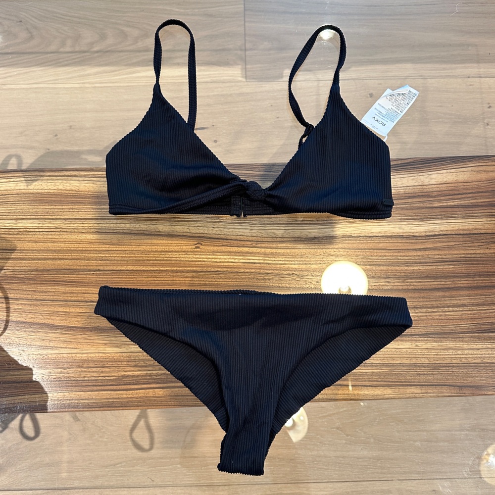 ROXY Love The Surf Knot Bikini Top and Love The Baja Bikini Bottom In Black